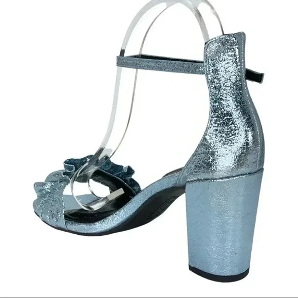 Kenneth Cole Reaction Rise Ruffle Metallic Storm Womens Heels Size 8M - Picture 11 of 16